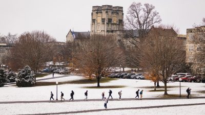 A light snow coated the Blacksburg campus in early February