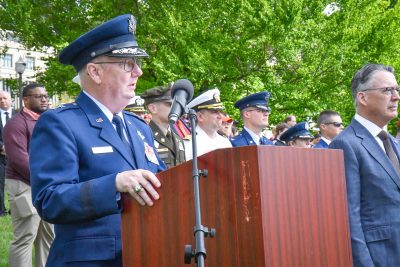 Commandant Fullhart at the new cadet parade in August 