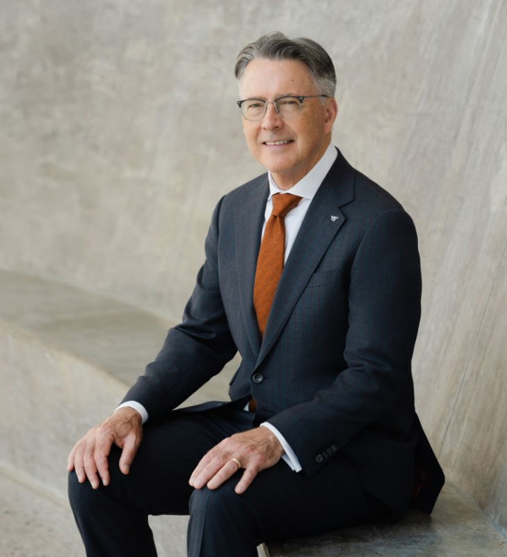 Portrait of President Tim Sands at the Moss Arts Center